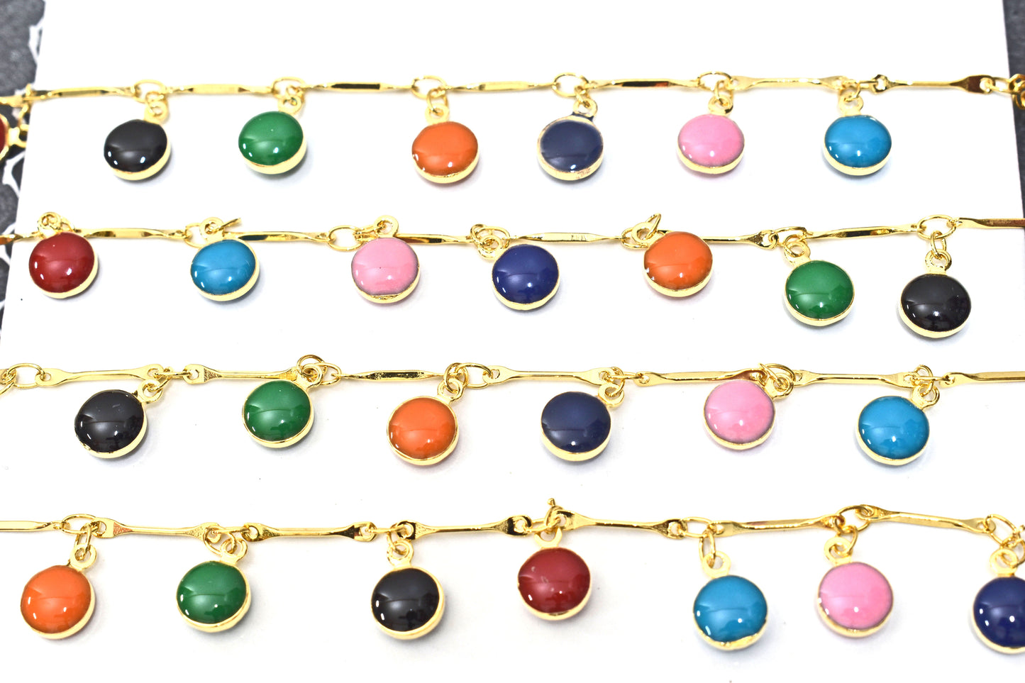 Chain, ECJ-01GU, Gold Plated on Brass, 1 meter, Enamel Chain, Dainty Pendant Chain