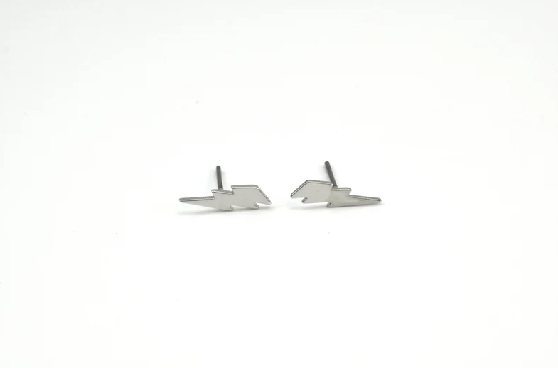Earrings, EG-77R, 1 pair, Original Rhodium Plated Brass, 12x3mm, Nickel Free, Bolt Earrings, Titanium Post