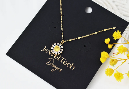 Necklace, NDO-10R, 1pc, Original rhodium plated brass, CZ flower necklace, 41cm long, Nickel free