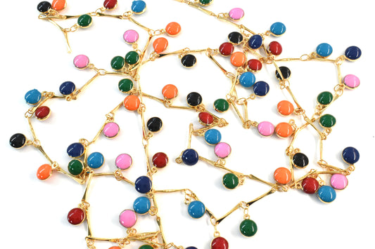 Chain, ECJ-01GU, Gold Plated on Brass, 1 meter, Enamel Chain, Dainty Pendant Chain