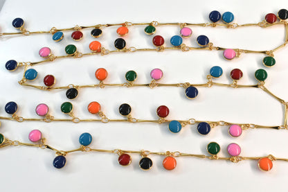 Chain, ECJ-01GU, Gold Plated on Brass, 1 meter, Enamel Chain, Dainty Pendant Chain