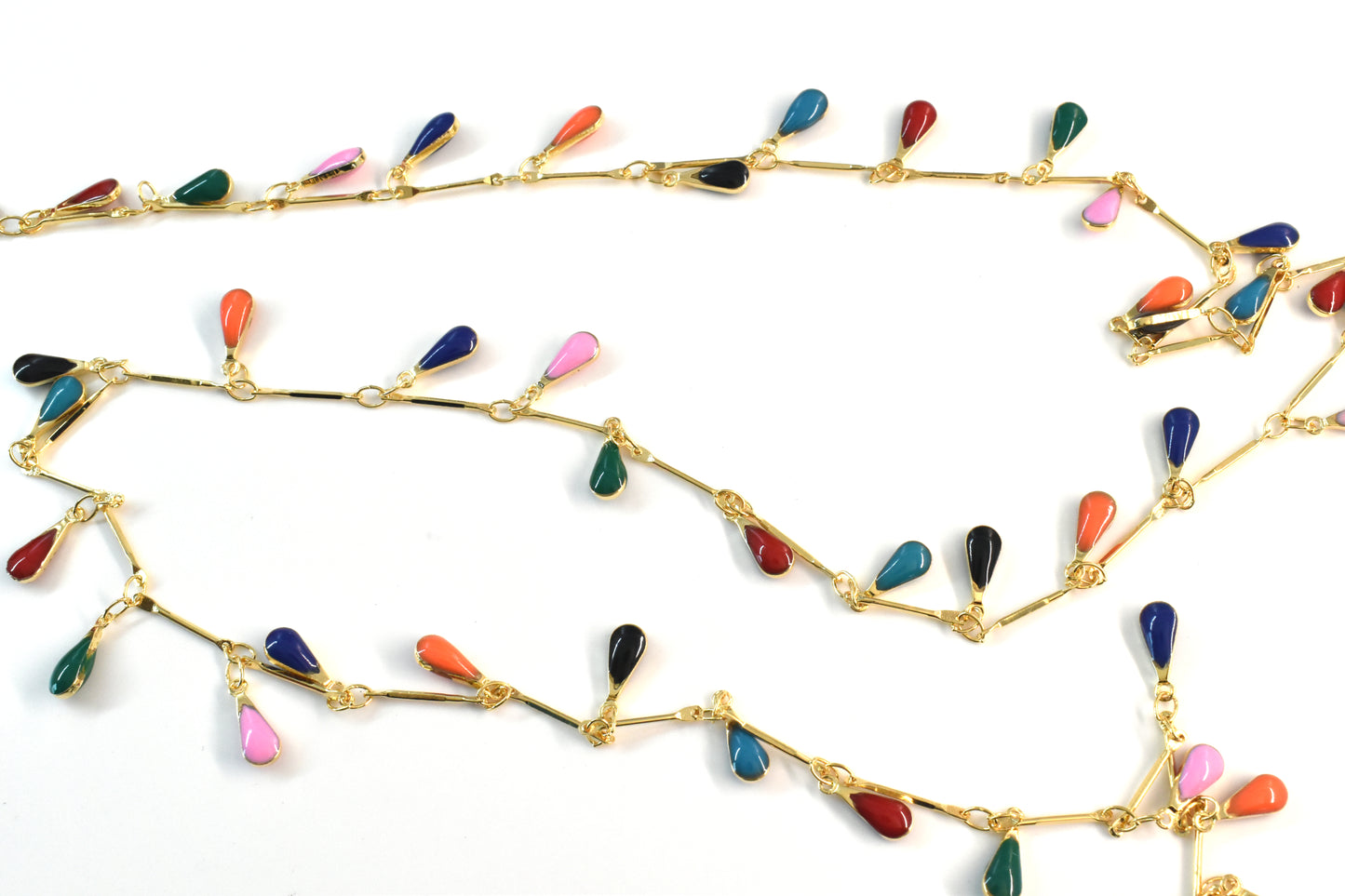 Chain, ECJ-05GU, Gold Plated on Brass, 1 meter, Enamel Chain, Tear Drop Chain