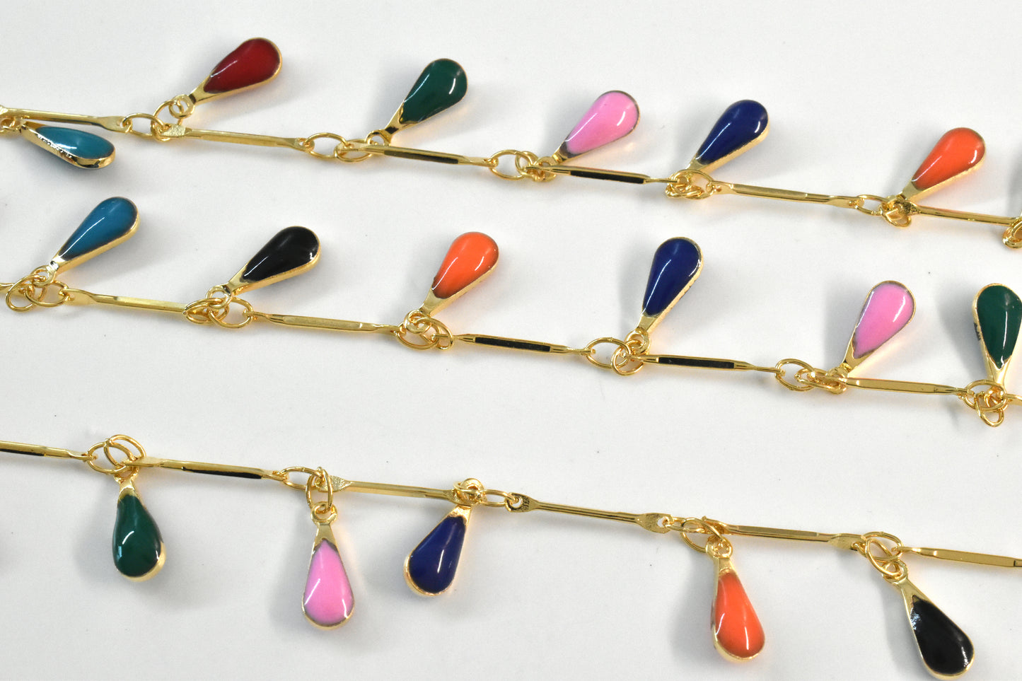 Chain, ECJ-05GU, Gold Plated on Brass, 1 meter, Enamel Chain, Tear Drop Chain
