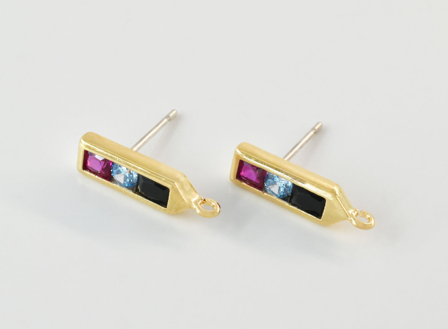 Rectangle Color Earrings w/link (EDO-139GR)