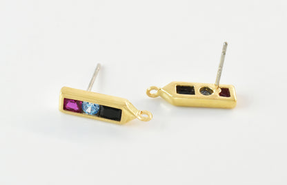 Rectangle Color Earrings w/link (EDO-139GR)