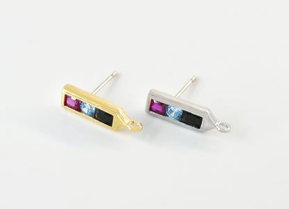 Rectangle Color Earrings w/link (EDO-139GR)