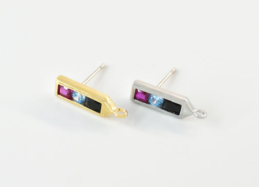 Rectangle Color Earrings w/link (EDO-139GR)