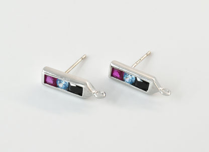 Rectangle Color Earrings w/link (EDO-139GR)